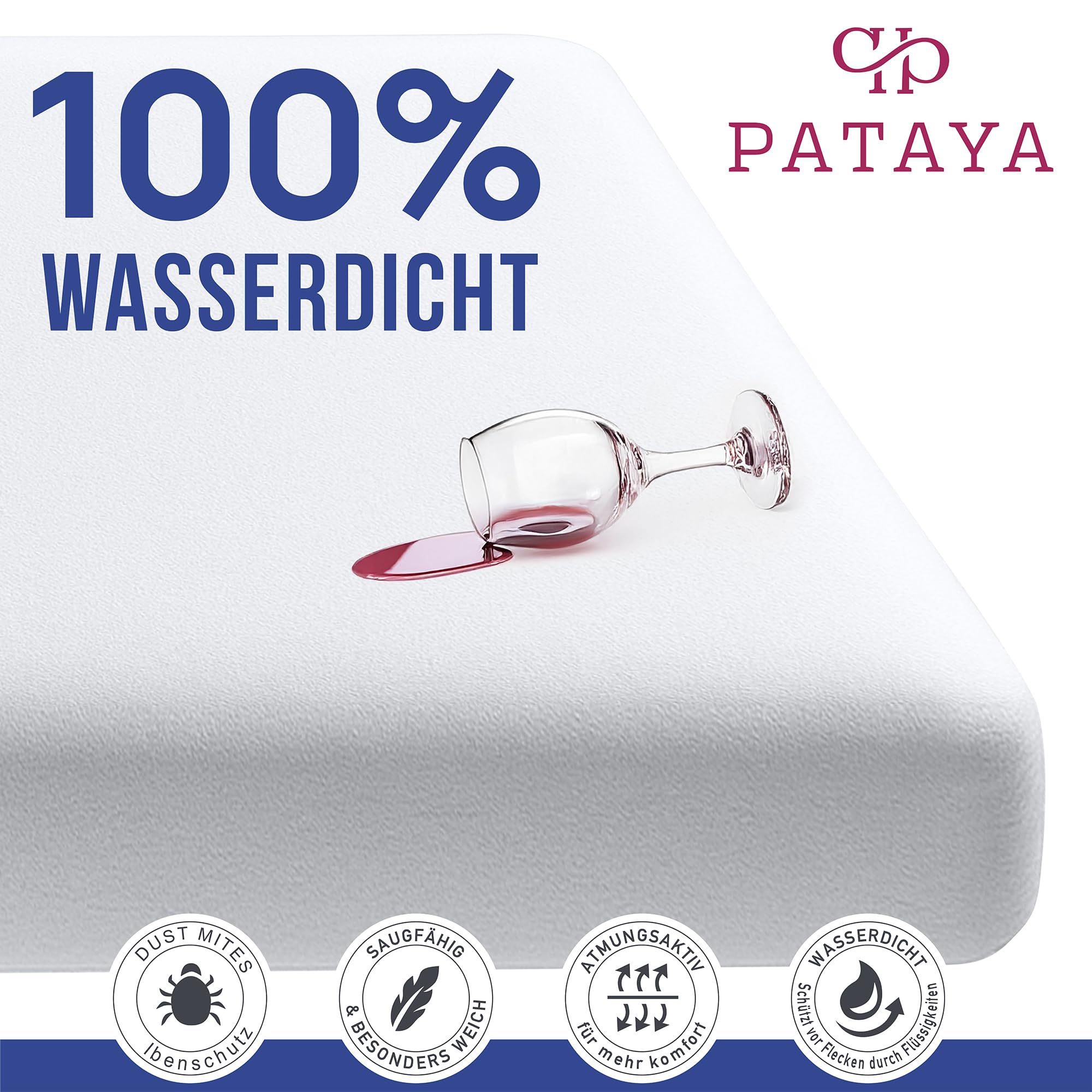 PATAYA Ochraniacz na materac 160 x 200 cm, dopasowany – wodoszczelna nakładka na materac oraz nakładka na nietrzymanie moczu, ochrona przed wilgocią, podkładka przeciw nietrzymaniu moczu (Fitted 160 x