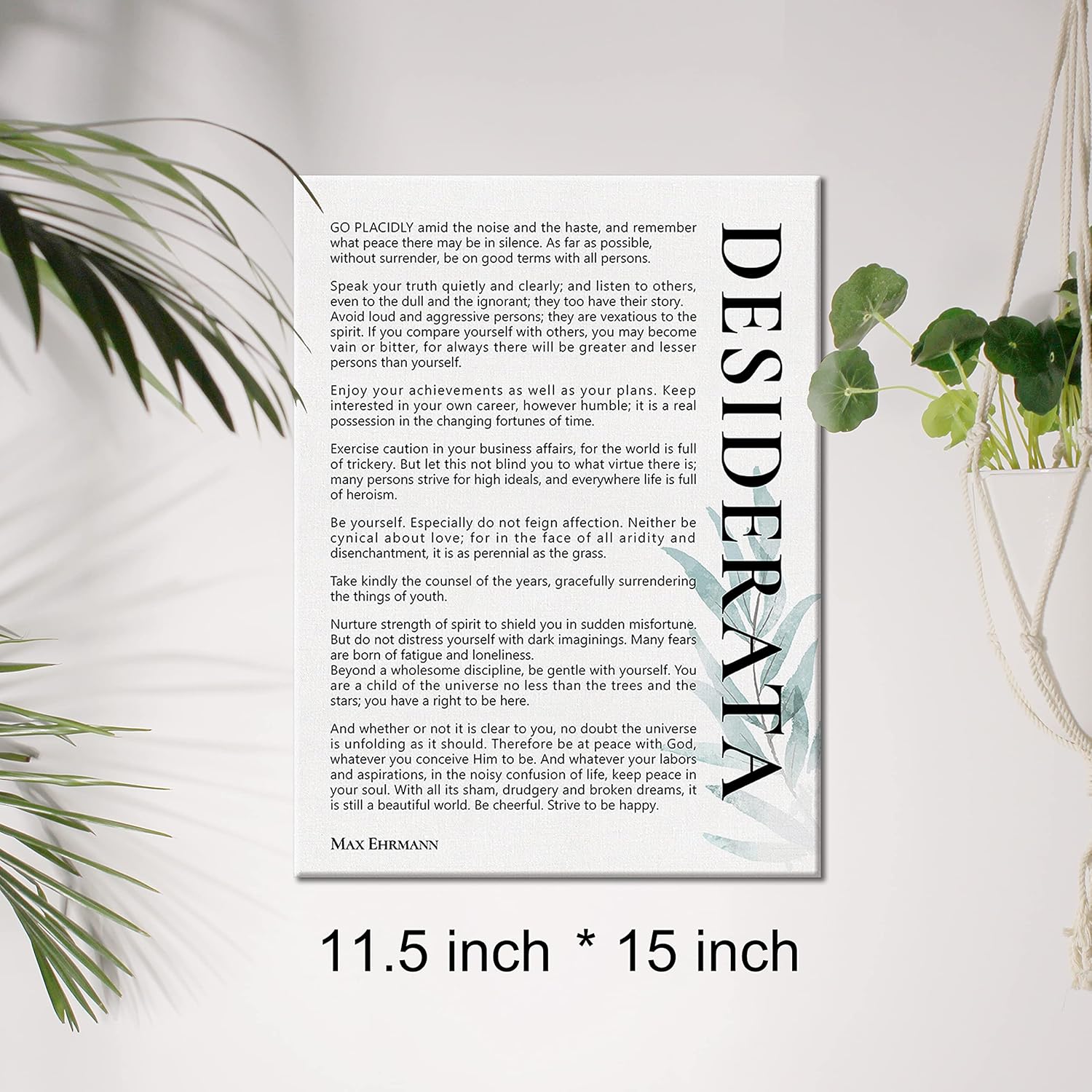 Inspirational Canvas Wall Art Motivational Desiderata Canvas Print Positive Literaty Canvas Painting Office Home Wall Decor Framed Gift 12x15 Inch - Image 2