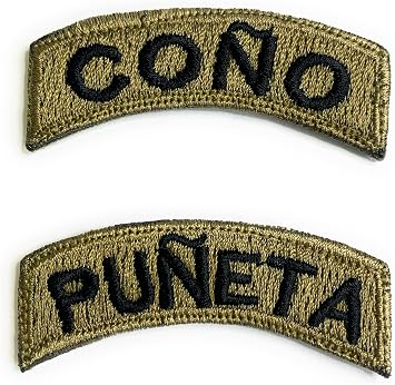 Almost SGT Puerto Rico Cono & PUNETA Tab Patches 2PCS - Funny Tactical Military Morale Embroidered Patch Hook Fastener Backing