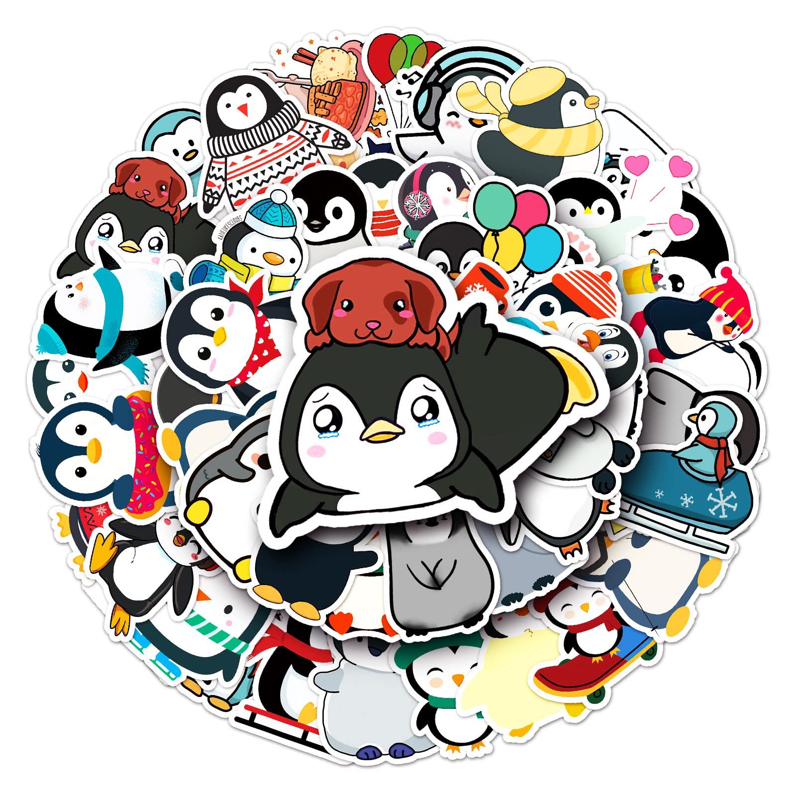AYODPE Penguin Stickers Pack 50 pcs Cute Penguin Stickers-Waterproof Vinyl Laptop Stickers-Suitable for Skateboard Travel Case Notebook Phone Car Bike Graffiti Decals,Kid/Teen Gift