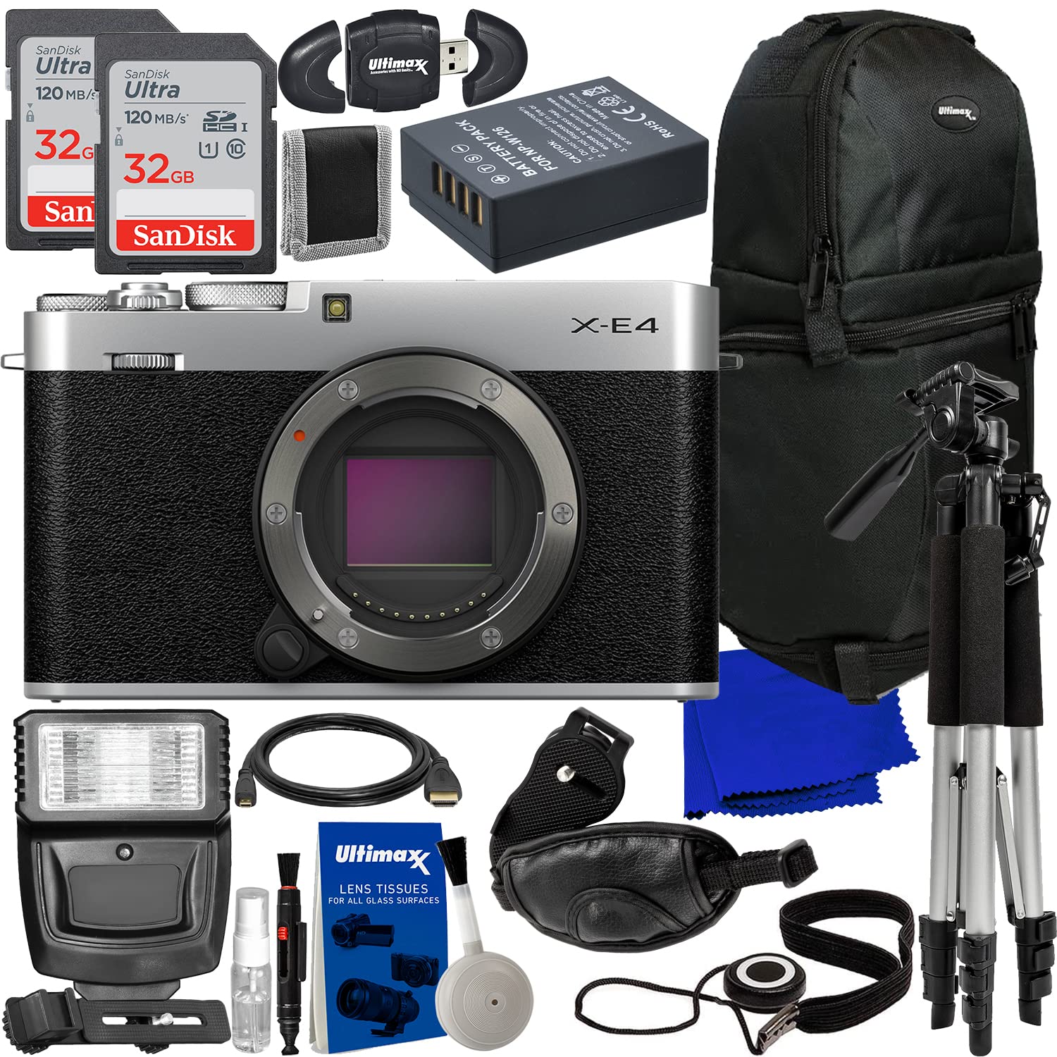 FUJIFILM XE4 Mirrorless Camera (Silver Body Only) + 2X SanDisk 32GB