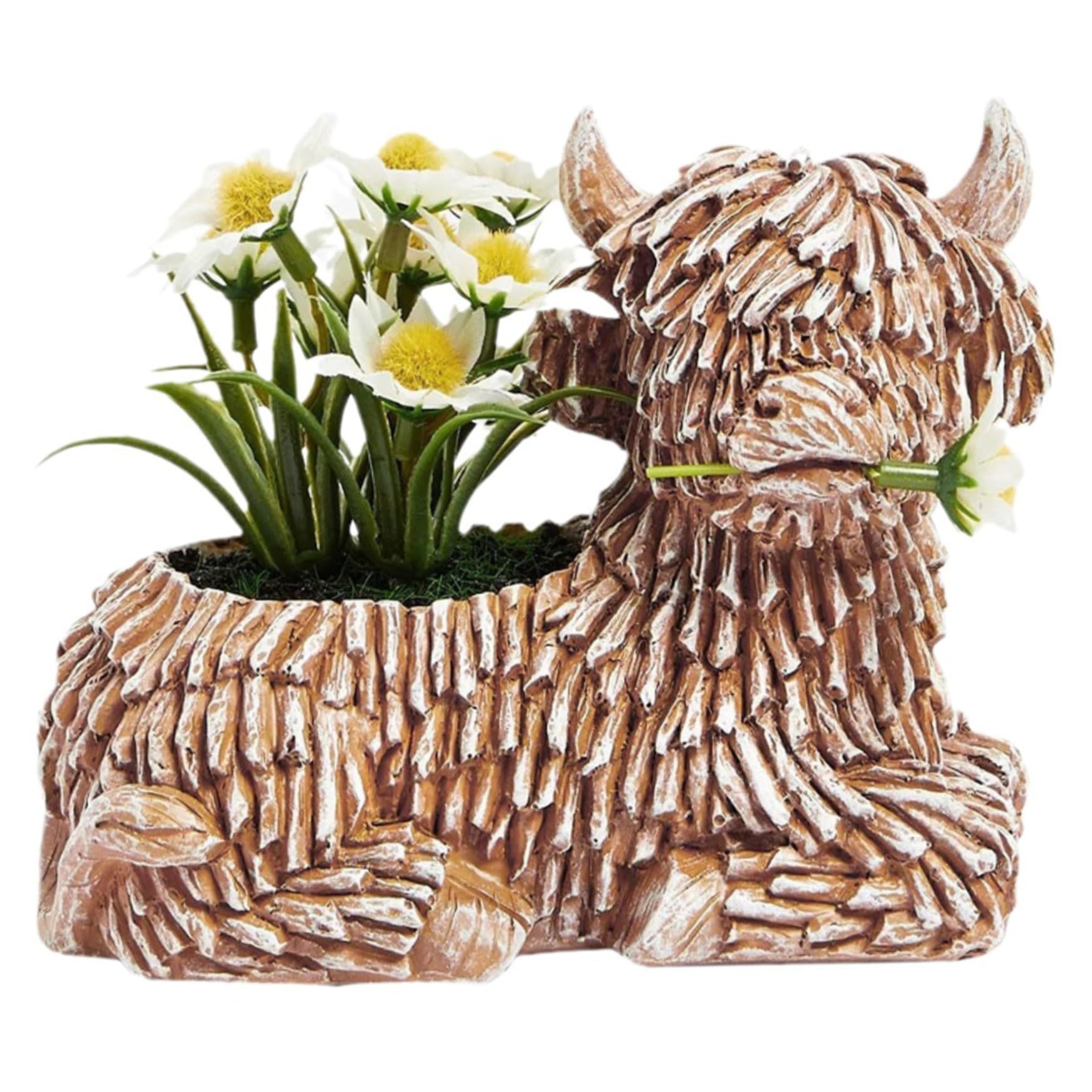 Highland Cow Planter, Cute Simulation Cow Planter Figurine Miniature Easy to Use Succulent Pots, Resin Flower Pots, For Desktop,Office Decoration Succulent Pots Plant Pots Cow Planter Flower Pots