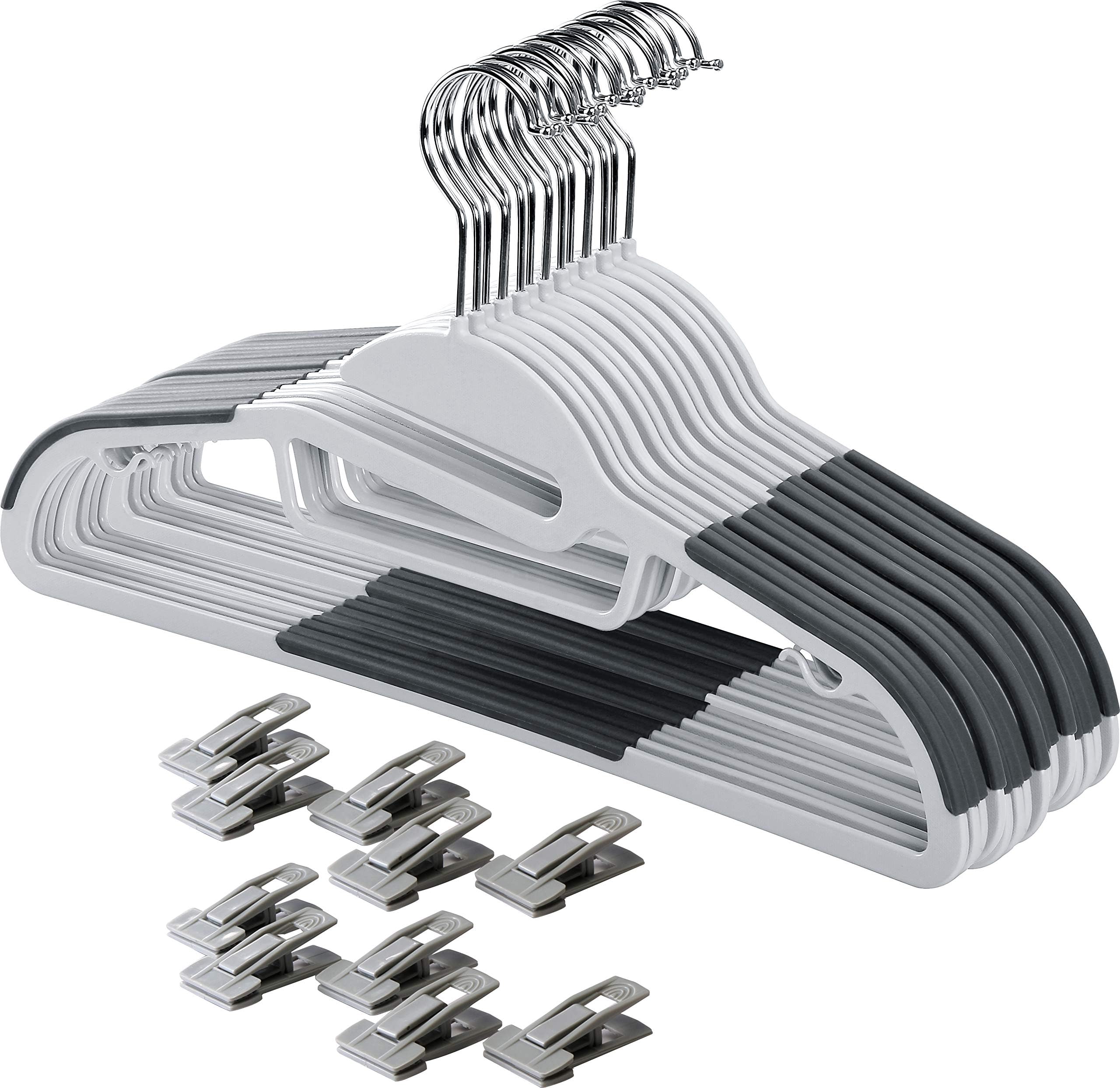 Utopia Home [50 Pack] Coat Hangers with additional Clips – Premium S-Shaped TPR Plastic Clothes Hangers, Non Slip, Slim and Space Saving