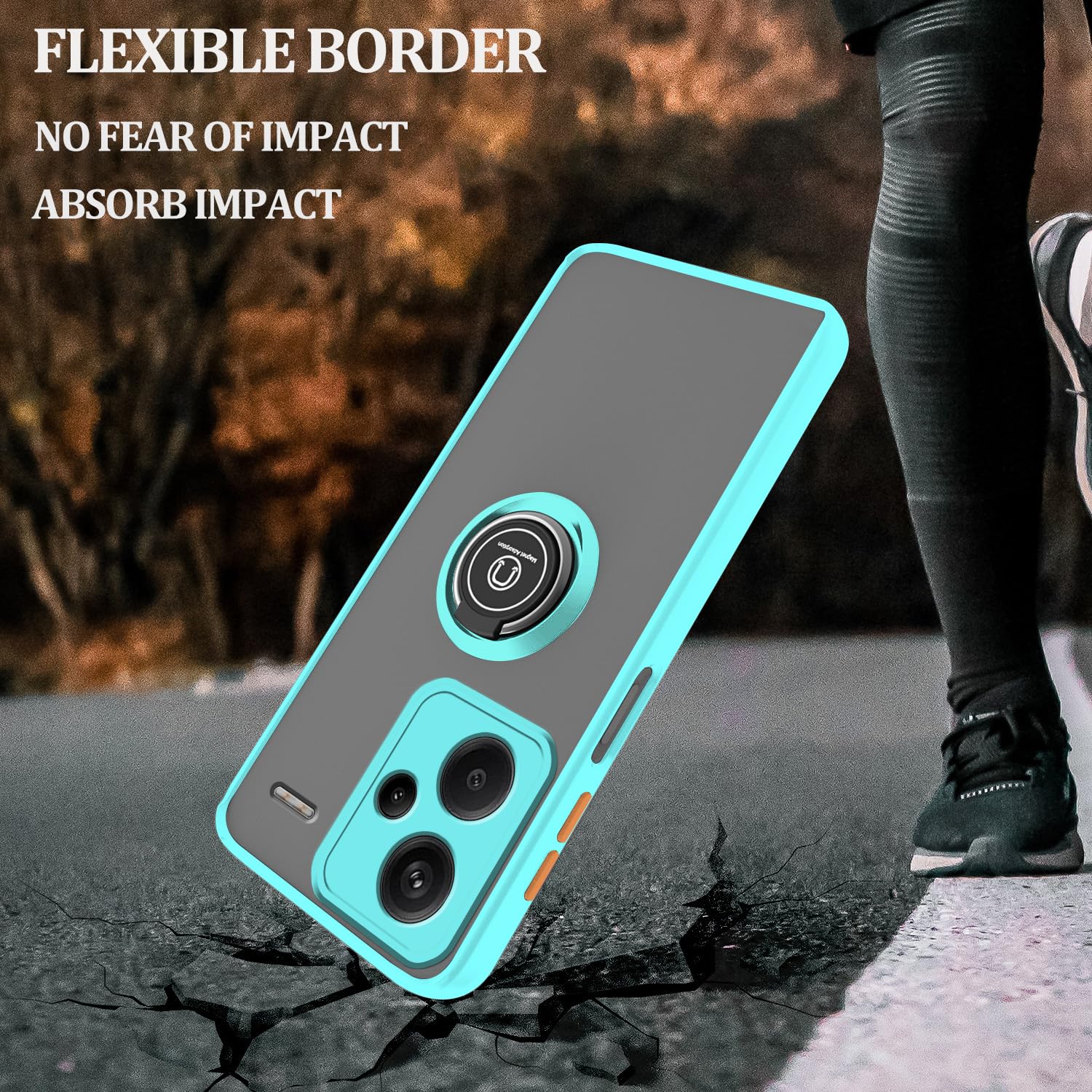 WBWONE Cover per Xiaomi Redmi Note 13 4G con Girevole Anello, Custodia in Morbida Silicone TPU Bordo Dorato Della Placcatura Anti-Graffio Antiurto