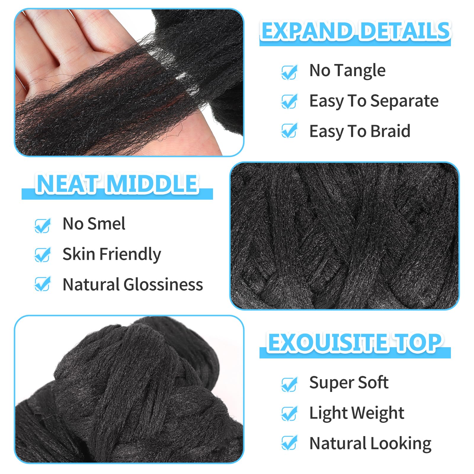 Ainimiu 6 Roll Dark Brown Brazilian Wool Hair for Braiding Hair Acrylic Yarn Crochet Box Braids Senegalese Twist Jumbo Braids Faux Locs Crochet Hair for Women Synthetic Braiding Hair Extensions - Image 3