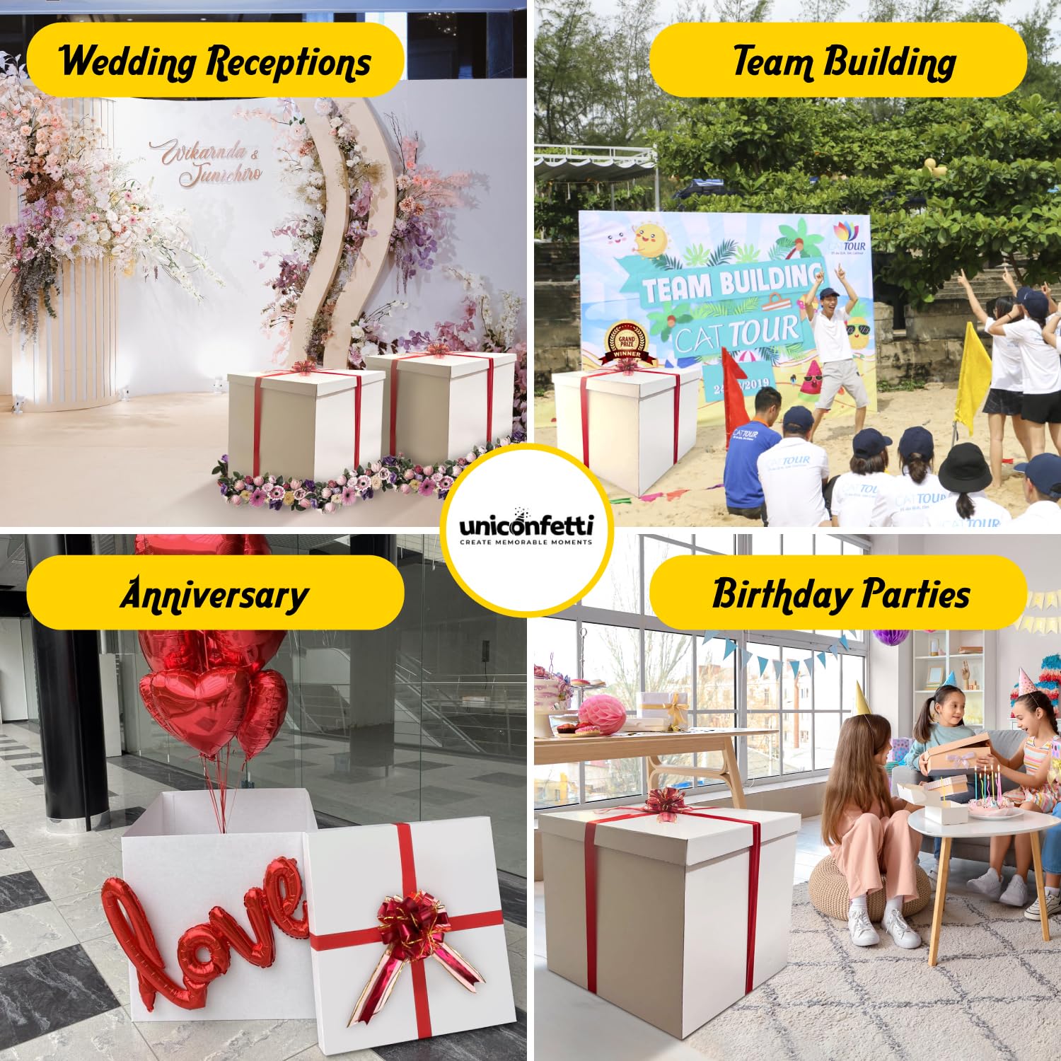 Extra große Geschenkbox, 71 x 71 x 71 cm, groß, Jumbo-Geschenkboxen mit Deckel, für große Geschenke, Geburtstagsüberraschung, besondere Anlässe, einzigartige Feiern, nicht für schwere Lagerung