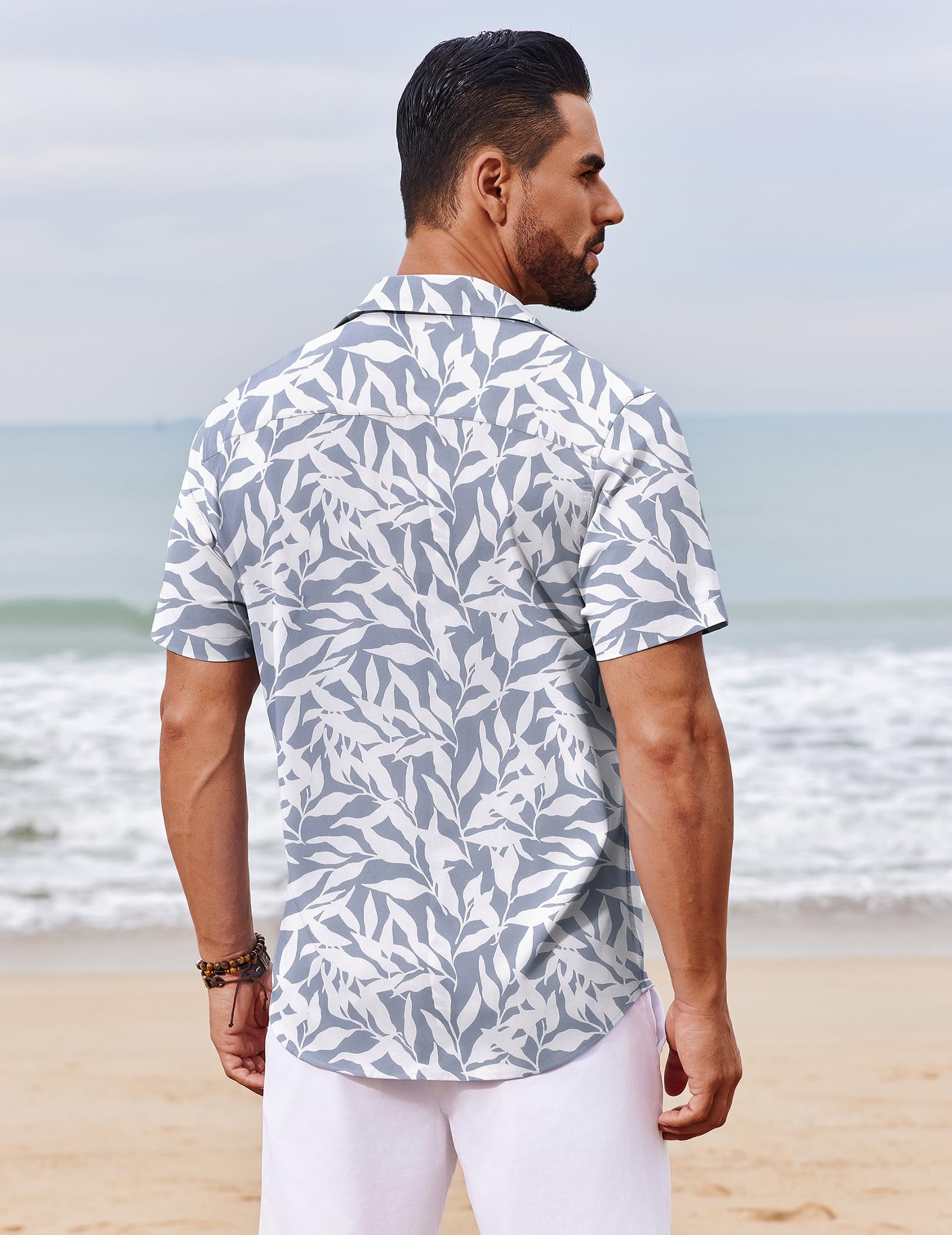 COOFANDY Camisa para Hombres Camisas Hawaianas De Manga Corta Camisa Ligeras Camisas Tropicales De Verano Shirt Florales De Botones Fiestas
