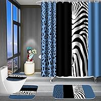 Vista 10 de Poedist - Juego de cortinas de ducha para baño, 4 piezas, estilo brillante con estampado amarillo, incluye tapetes para baño