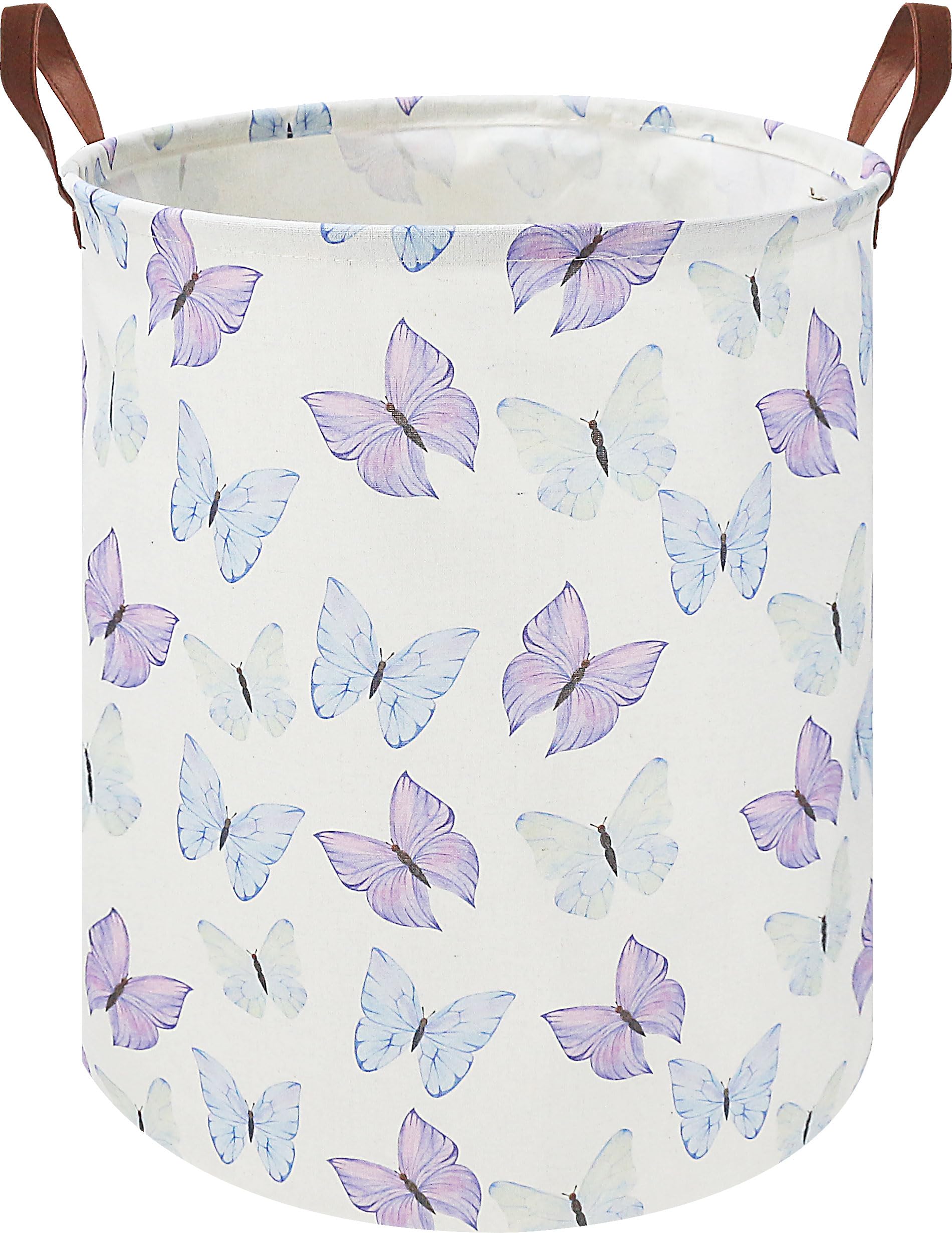 HKEC 19.7" Butterfly Laundry Basket,Kids Dirty Clothes Hamper,Waterproof Toys Storage Bin,Room Decor,Gift Baskets,Baby Nursery Hamper(Blue & Purple