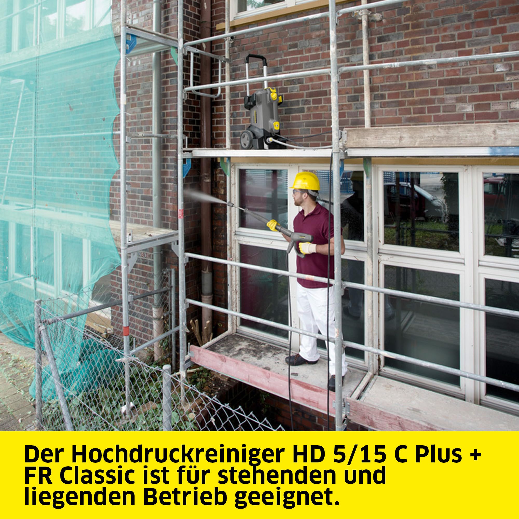 Kärcher Professional Kaltwasser-Hochdruckreiniger HD 5/15 C Plus + FR Classic, Druck max. 200 bar, Fördermenge: 500 l/h, Gewicht: 27,8 kg, Schlauch:10 m, HD-Pistole, Dreckfräser, inkl. Flächenreiniger