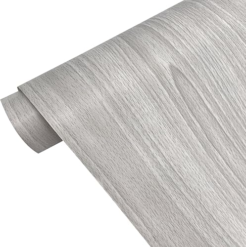 Miniatura 4 de Rollo de papel tapiz de 14.8 pies de grano de madera gris claro para estante y cajón de 17.7 x 177 pulgadas, PVC autoadhesivo, decoración de Navidad