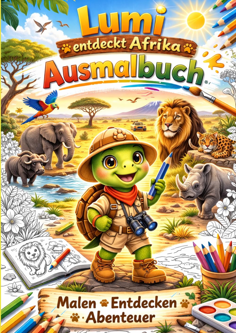 Lumi entdeckt Afrika: Ausmalbilderbuch (Lumi entdeckt die Welt)