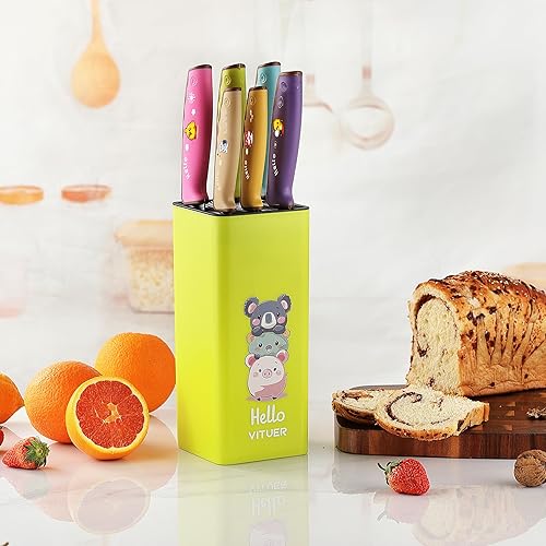 Miniatura 7 de Juego de cuchillos de cocina de acero inoxidable de 7 piezas, apto para lavavajillas (personajes de animales elegantes)