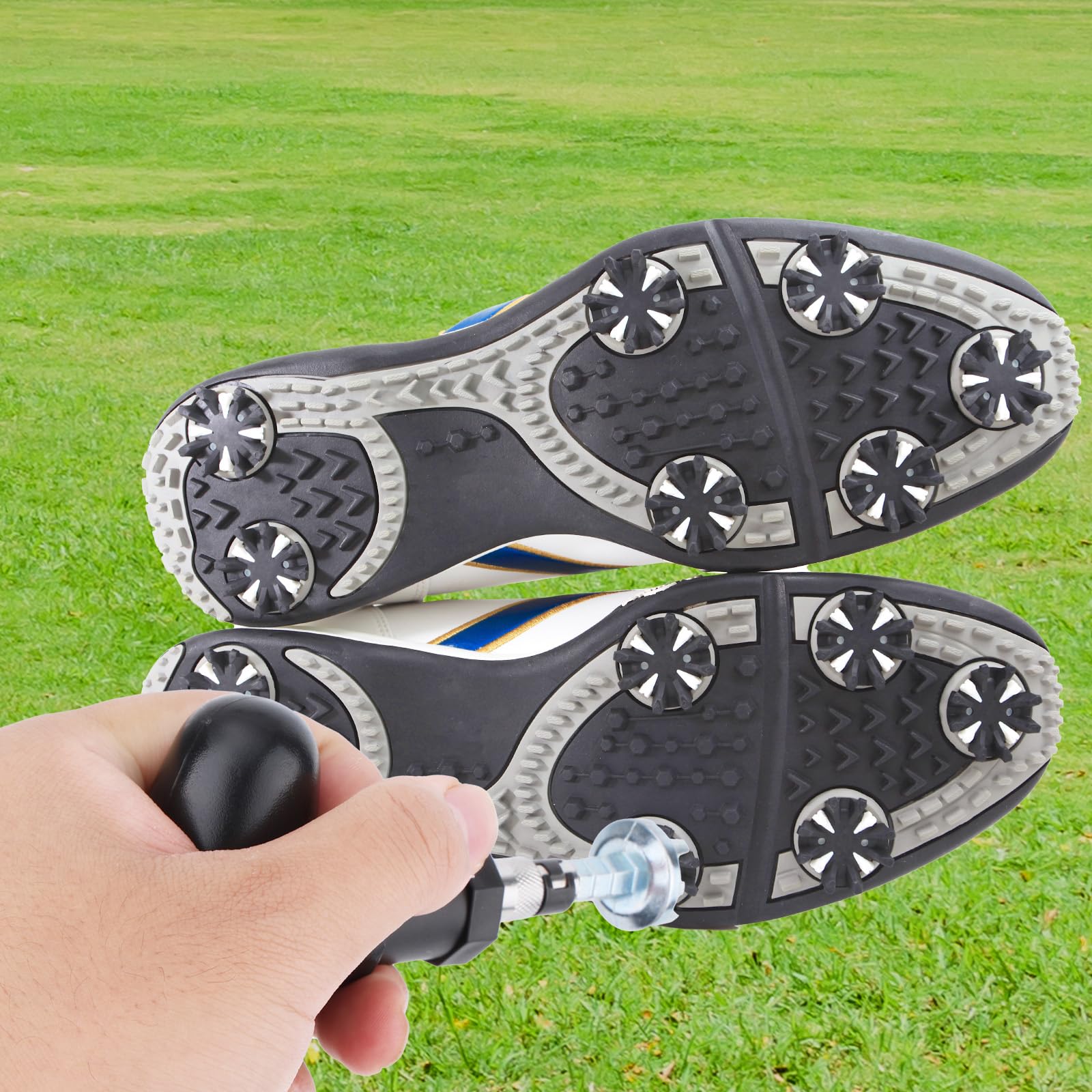 Llave Tacos Zapatos de Golf, Mango Hierro y Plástico Universal Extractor Clavos con Mecanismo Trinquete Herramienta Ajuste Calas Golf para Facilitar el Reemplazo de las Calas