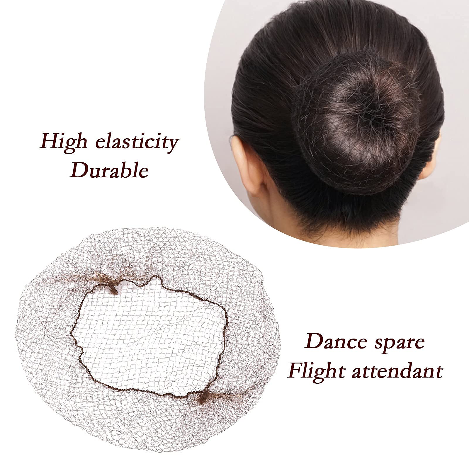200 redes de pelo invisible con redecilla pelo elasticidad nailon redecilla para el cabello con borde elástico Adecuado para la fijación del cabello de bailarines, gimnasia, jinetes, chefs, enfermeras