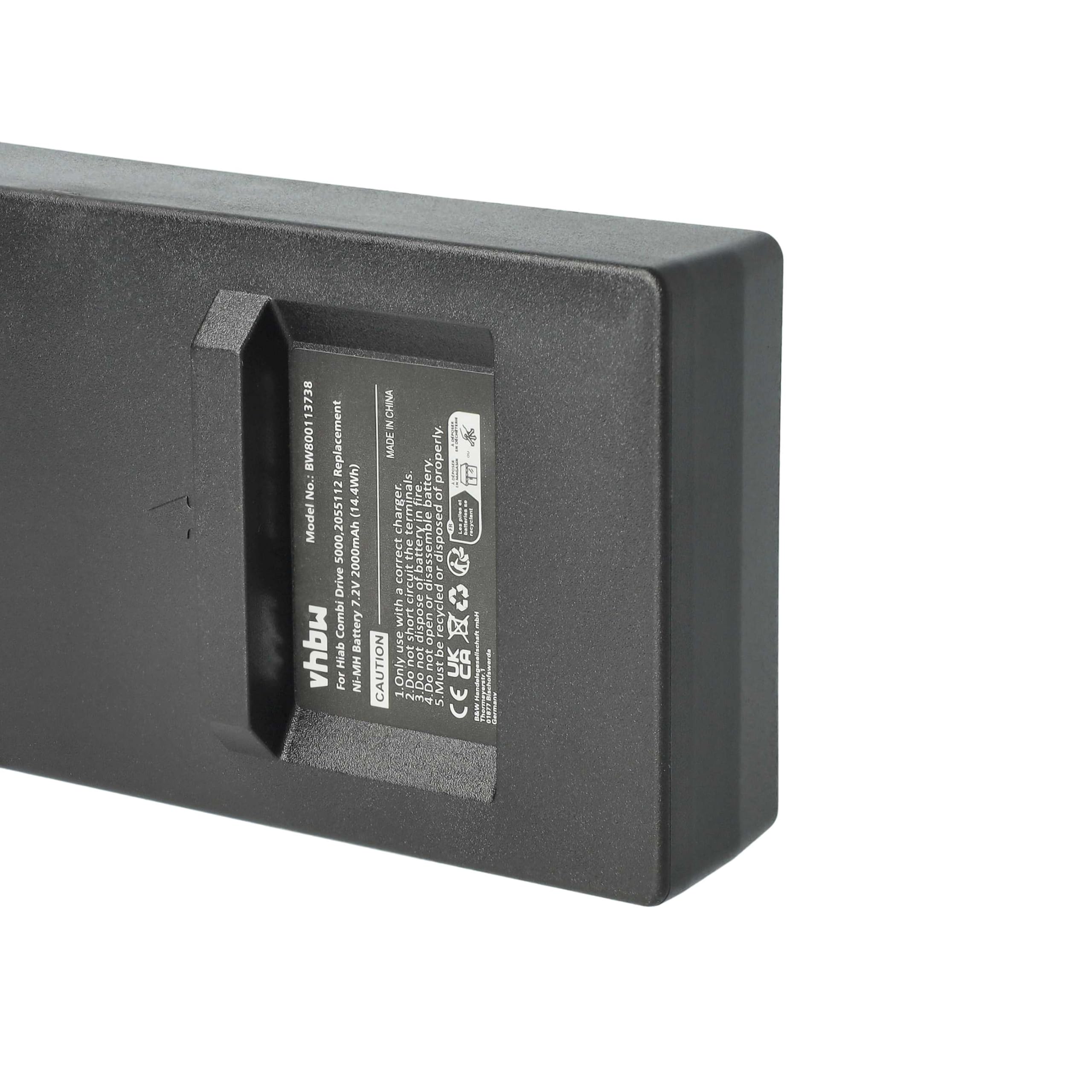 vhbw 2x batteria compatibile con Hiab CombiDrive 4000 Radiocomando Industriale, Telecomando (2000mAh, 7,2V, NiMH) - Nero