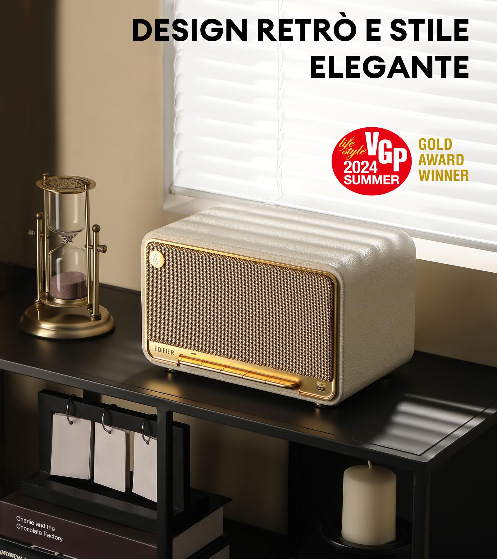 Edifier D32 Altoparlante da Tavolo Bluetooth 5.3, Audio Hi-Res, LDAC, 60W RMS, Elaborazione Completa del Segnale Digitale, 11 Ore Durata