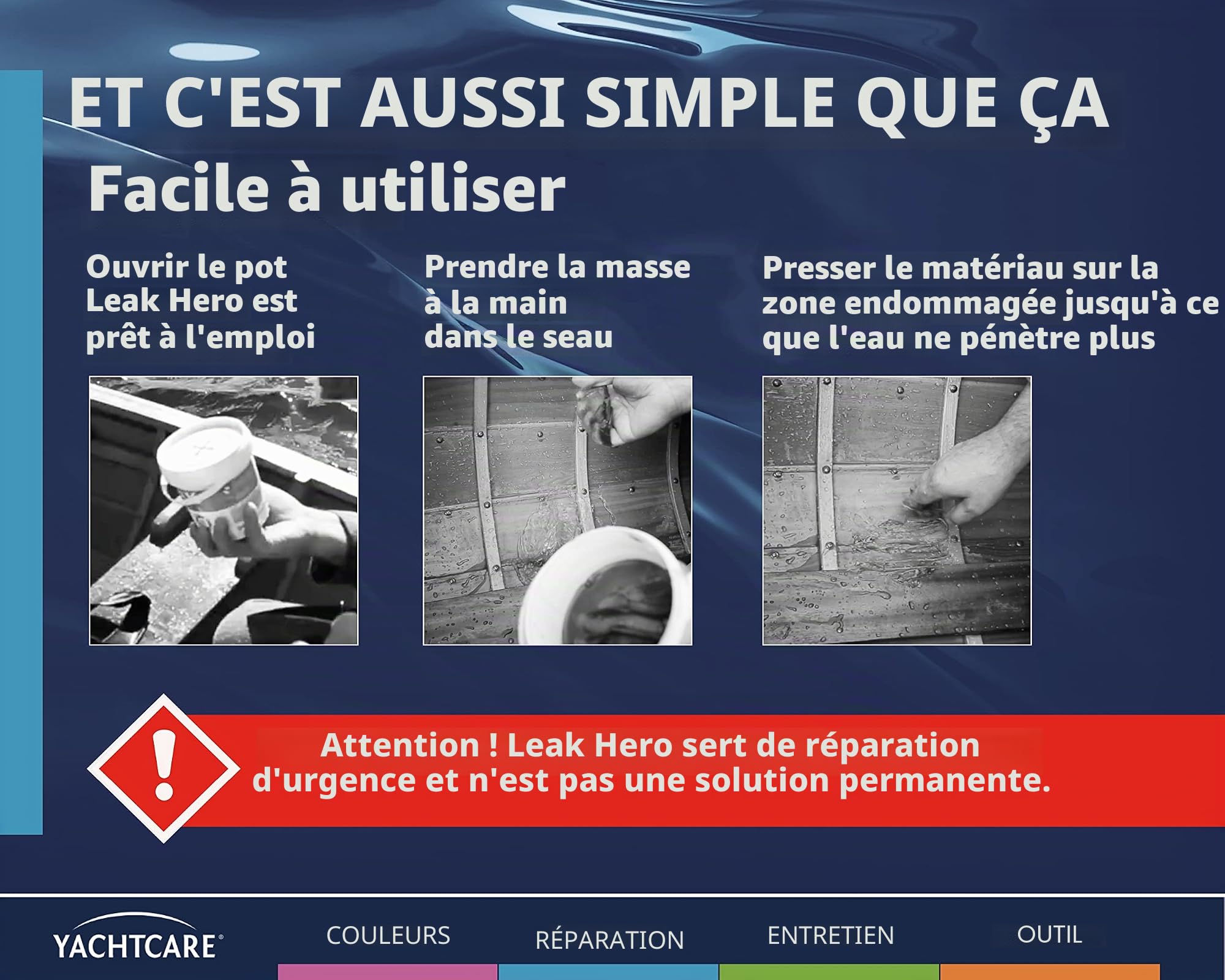 Yachtcare Leak Hero Joint Anti-Fuite d'urgence pour Bateaux et Yachts, 625 ML, Marron