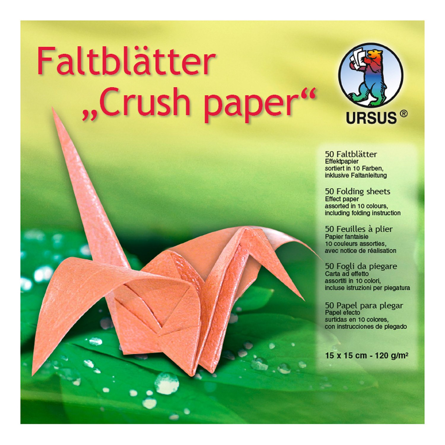 Ursus - Stream Leaflets, 15 x 15 cm, 50 Sheets, 10 Assorted Colours