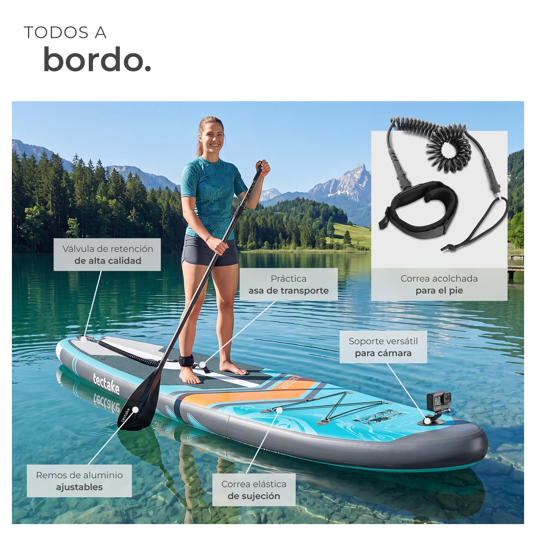 tectake® Tabla de Paddle Surf Hinchable