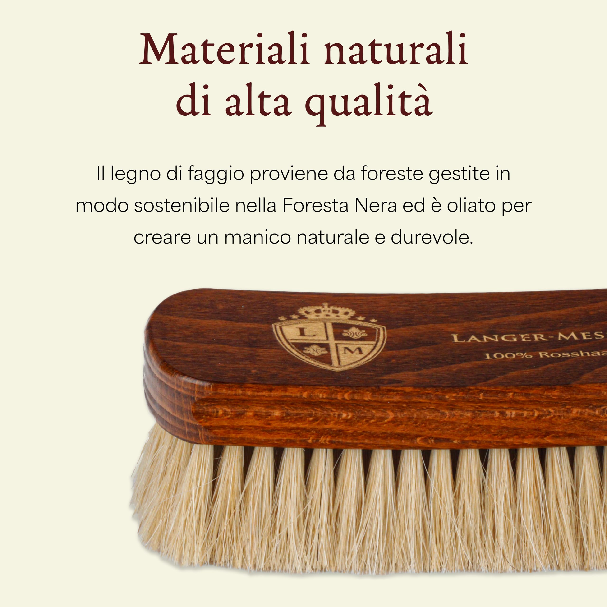 Langer & Messmer Spazzola per scarpe in pregiato crine di cavallo per un'efficace lucidatura delle scarpe - La spazzola per lucidare le scarpe a livello professionale Singolarmente o in set da due