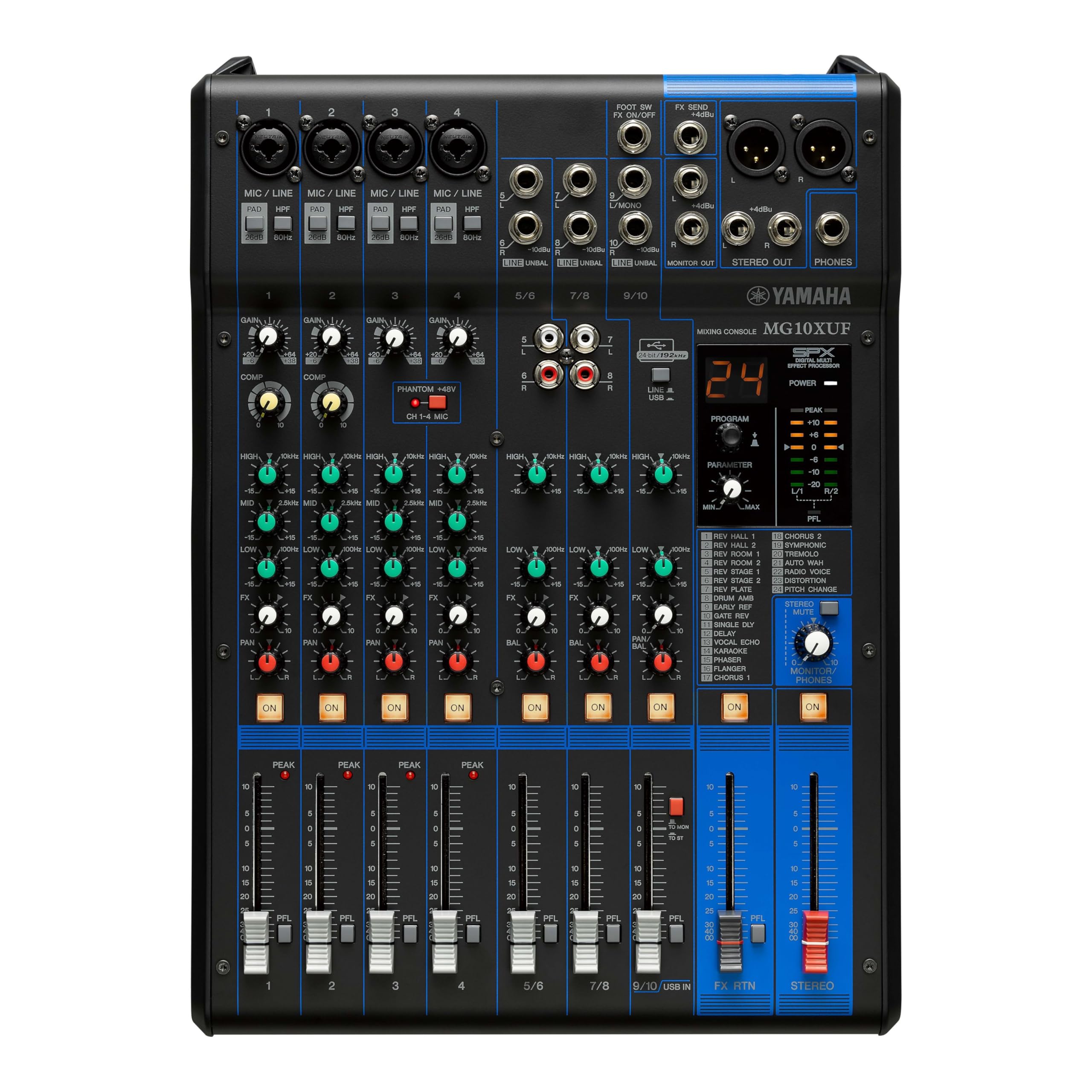 Mixer Audio Yamaha MG10X CV | 10 Canali Con 4 Ingressi Microfono Ed Effetti | Per Live E Karaoke