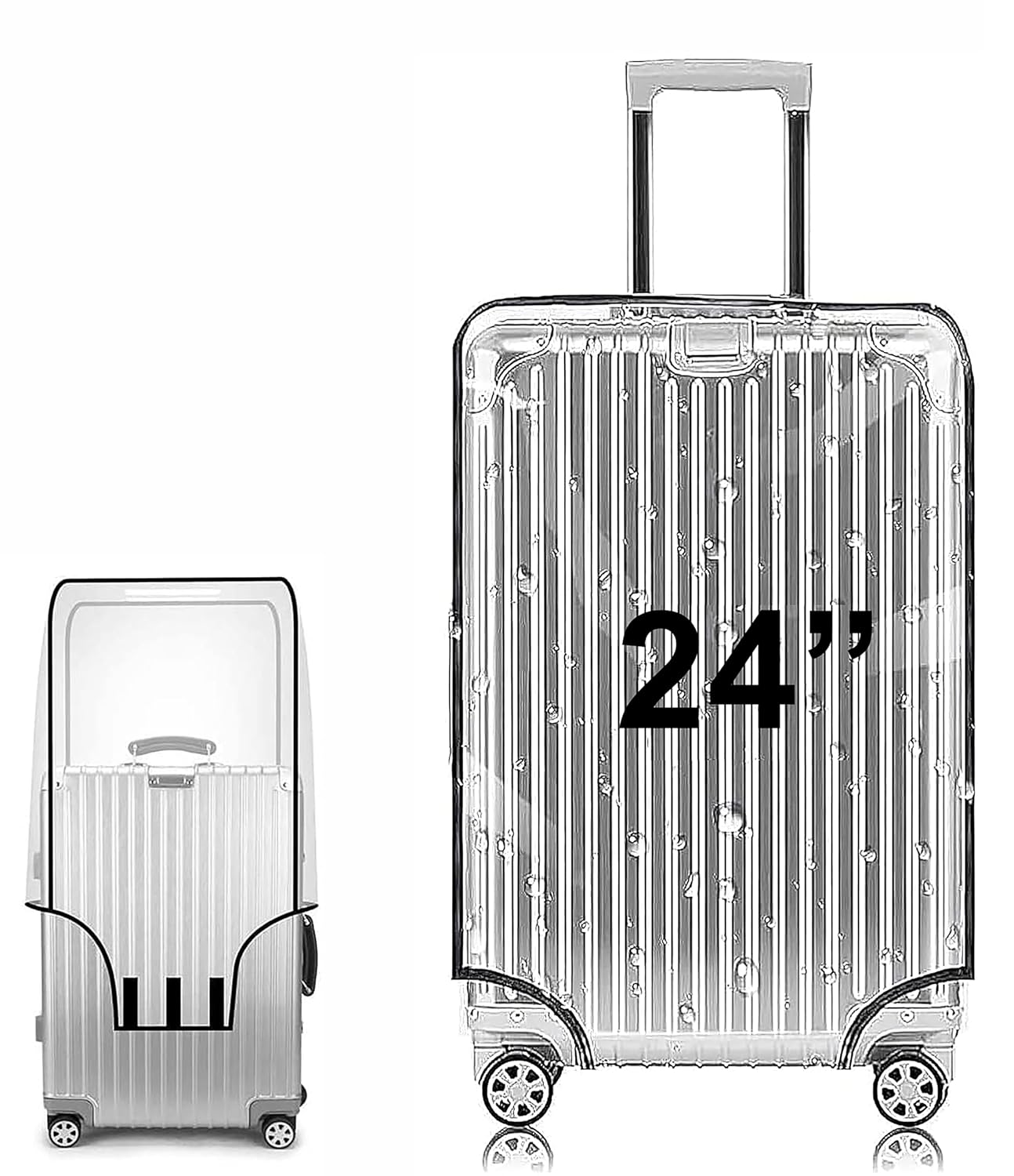 24 Inch Set of Trolley Bag Cover/Suitcase Bag Cover/Waterproof Dustproof Luggage Cover/Zippered Clear PVC Suitcase Cover Protectors (24 Inch Set of 1) 24 Inch Set of Trolley Bag Cover/Suitcase Bag Cover/Waterproof Dustproof Luggage Cover/Zippered Clear PVC Suitcase Cover Protectors (24 Inch Set of 1)