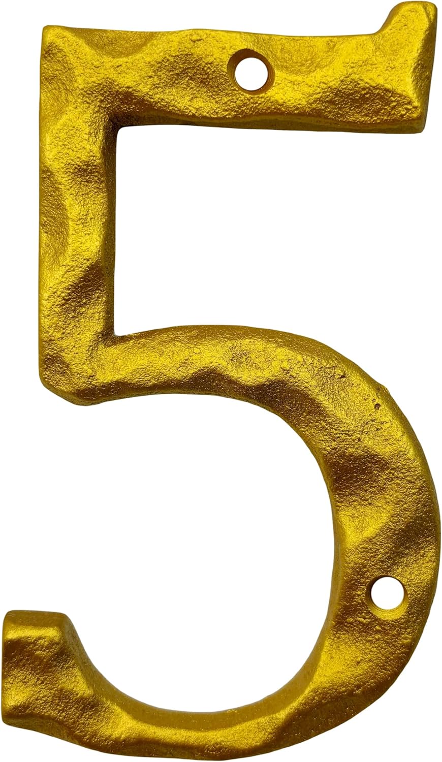 5-Inch High Cast Iron Home Address House Numbers or Mailbox Number - Elegant Golden Finish, Rustproof - Classic and Stylish Address Sign/Number 5