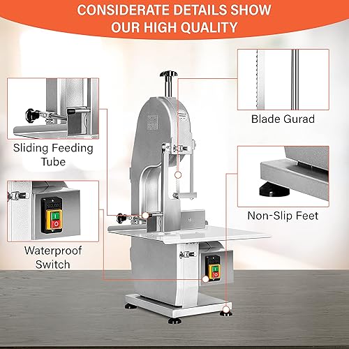 Miniatura 6 de Máquina eléctrica de sierra de hueso Máquina de corte de carne congelada Máquina de carne congelada Cortador de hueso de encimera de acero