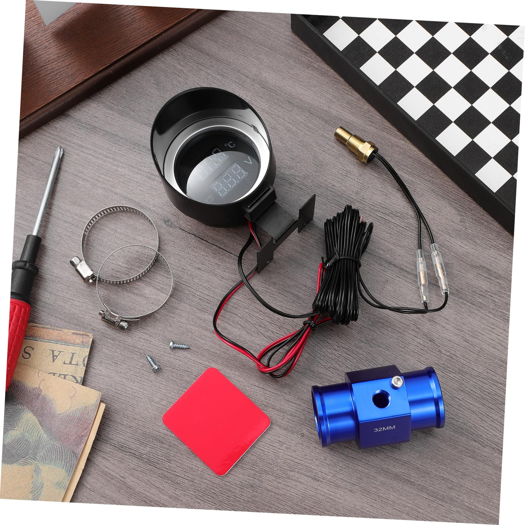 Cabilock Jauge De Température Et Voltmètre Numérique Pour Voiture Affichage Led Installation Facile Compatible Voitures Camions Kit Compact Avec Adaptateur
