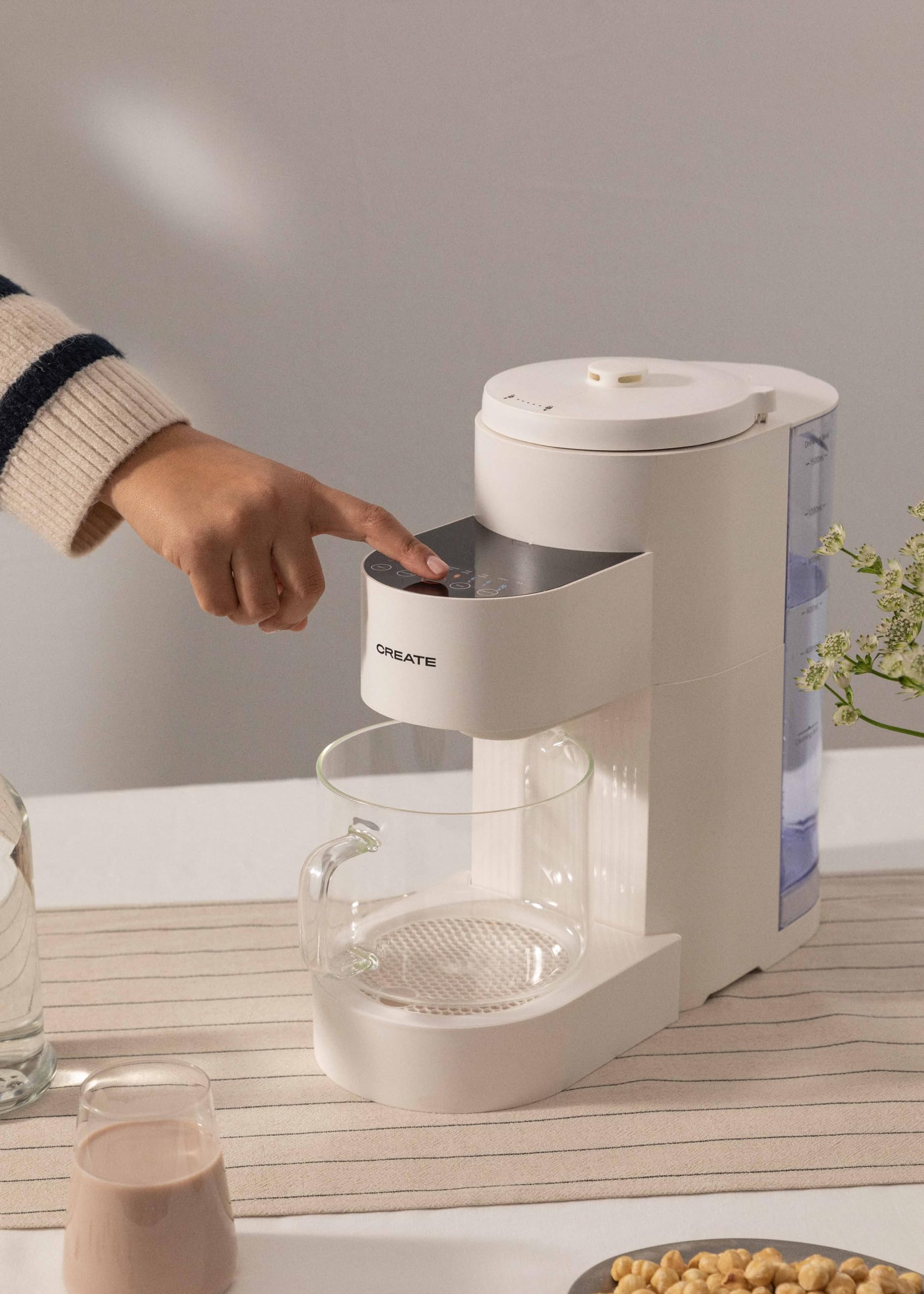 CREATE/VEGAN MILK MAKER PRO/Machine pour faire du lait d'amande, du lait de soja, du lait d'avoine, du milkshake, 6 programmes, minuterie, prépare toutes sortes de laits végétaux, 1,5 l, 1200W