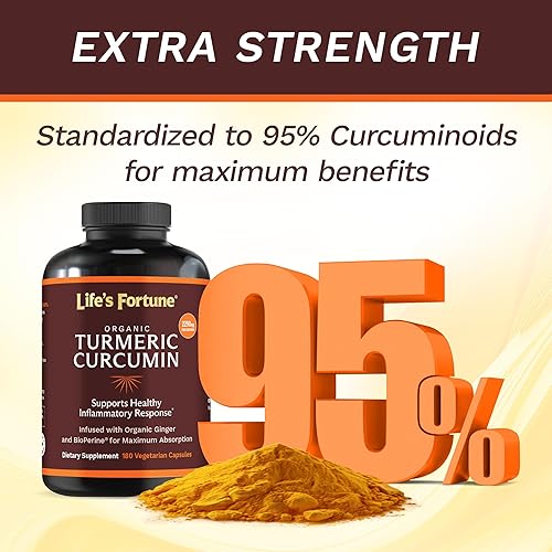 Miniatura 9 de Life's Fortune Suplemento dietético de curcumina de cúrcuma, ayuda a aliviar las articulaciones, salud antioxidante, inmunológica, digestiva e