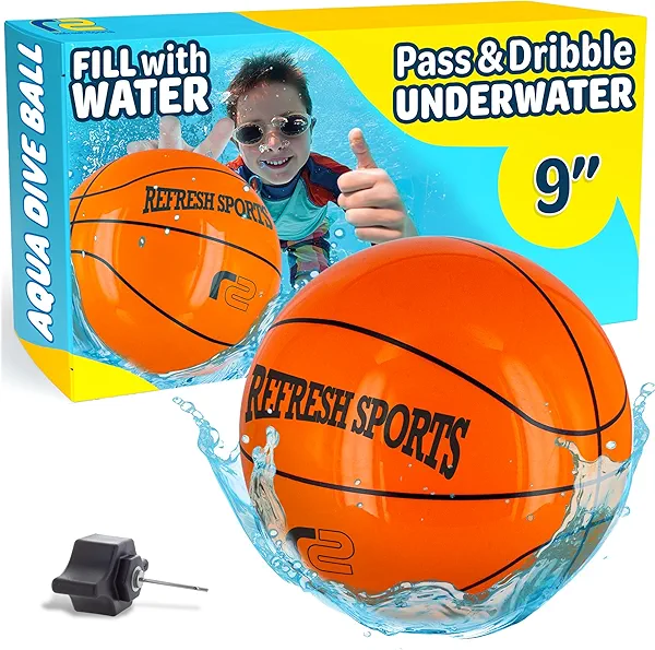 Aqua Dive Pool Ball Basketball - Best Underwater Pool Toys For Kids & Teens - Fun Summer Water Toys & Beach Games for Boys & Girls - Watermelon Toy Gifts for Kids - Boy Gift for 8 9 10 11 12+ Year Old