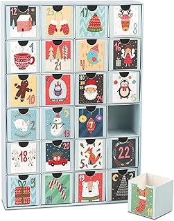 Adventskalender zum Selbst Befüllen – 24 wiederverwendbare Boxen (6x6x6 cm), Kalender DIY, ideal für Kinder & Erwachsene, Freund und Freundin – in Blau für kreative Advent & Nikolaus-Geschenke