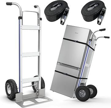 SuZhi Large Wheel Hand Truck/Two Wheel Appliance Dolly Cart / 600lb Load/Heavy Duty/for Equipment/Furniture/Electrical Appliances/Large Cartons/Warehouse