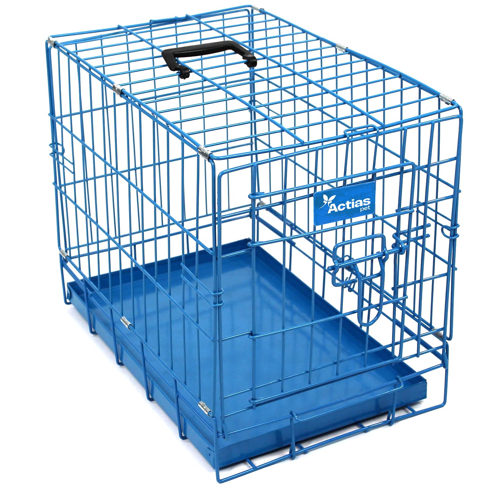 Actiaspet - Foldable Metal Dog Cage with Removable Tray (Blue, 20 Inch) โ image 1