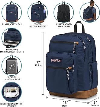 JanSport Cool Backpack, with 15-inch Laptop Sleeve - Large Computer Bag Rucksack with 2 Compartments, Ergonomic Straps, Black