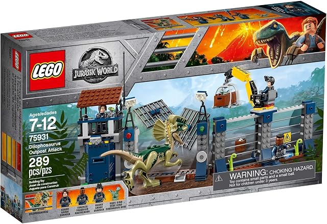 LEGO 75931 Jurassic World Dilophosaurus Outpost Attack Playset, Dinosaur Figures, Build and Play Dinosaur Toys for Kids