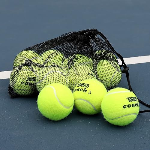 Teloon Pelotas de tenis de entrenamiento a presión, bolsa de transporte de malla de 12 o 18 unidades, 4 colores disponibles, pelotas de tenis de