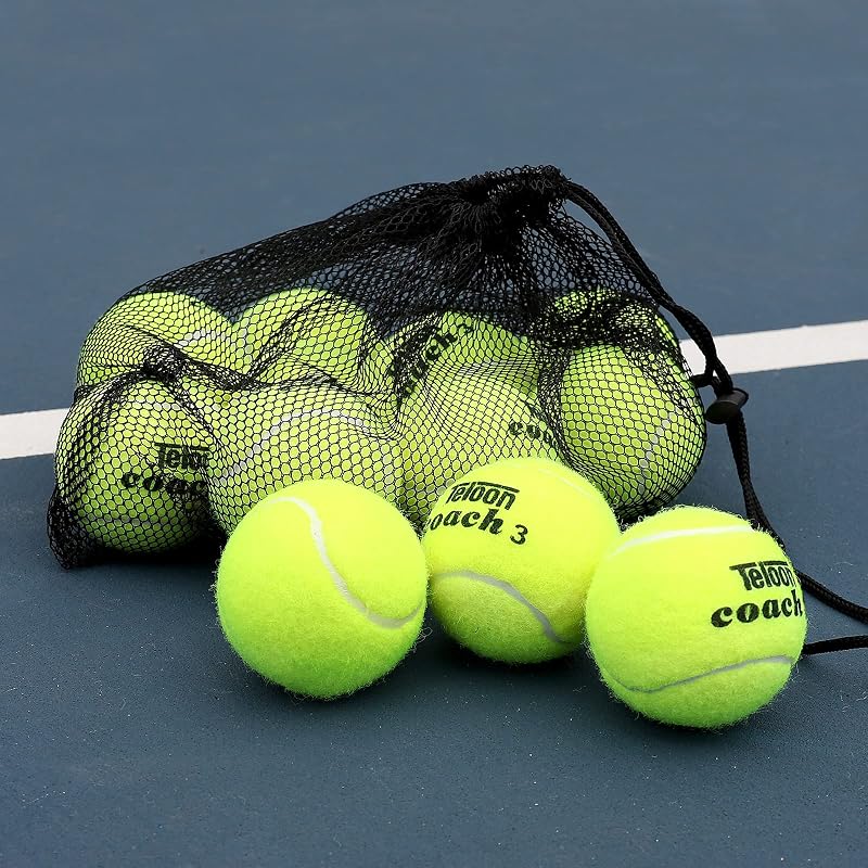 Pelotas de tenis de entrenamiento de presión Teloon, bolsa de transporte de malla de 12 o 18 unidades, 4 colores disponibles, pelotas de tenis de ejercicio de entrenamiento sin presión para principiantes.