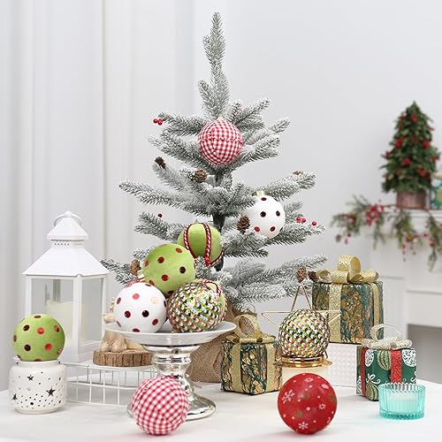 Miniatura 6 de Adornos de bola de Navidad de terciopelo de 3.14 pulgadas, juego de 12 adornos de espuma flocados inastillables para decoración colgante del árbol