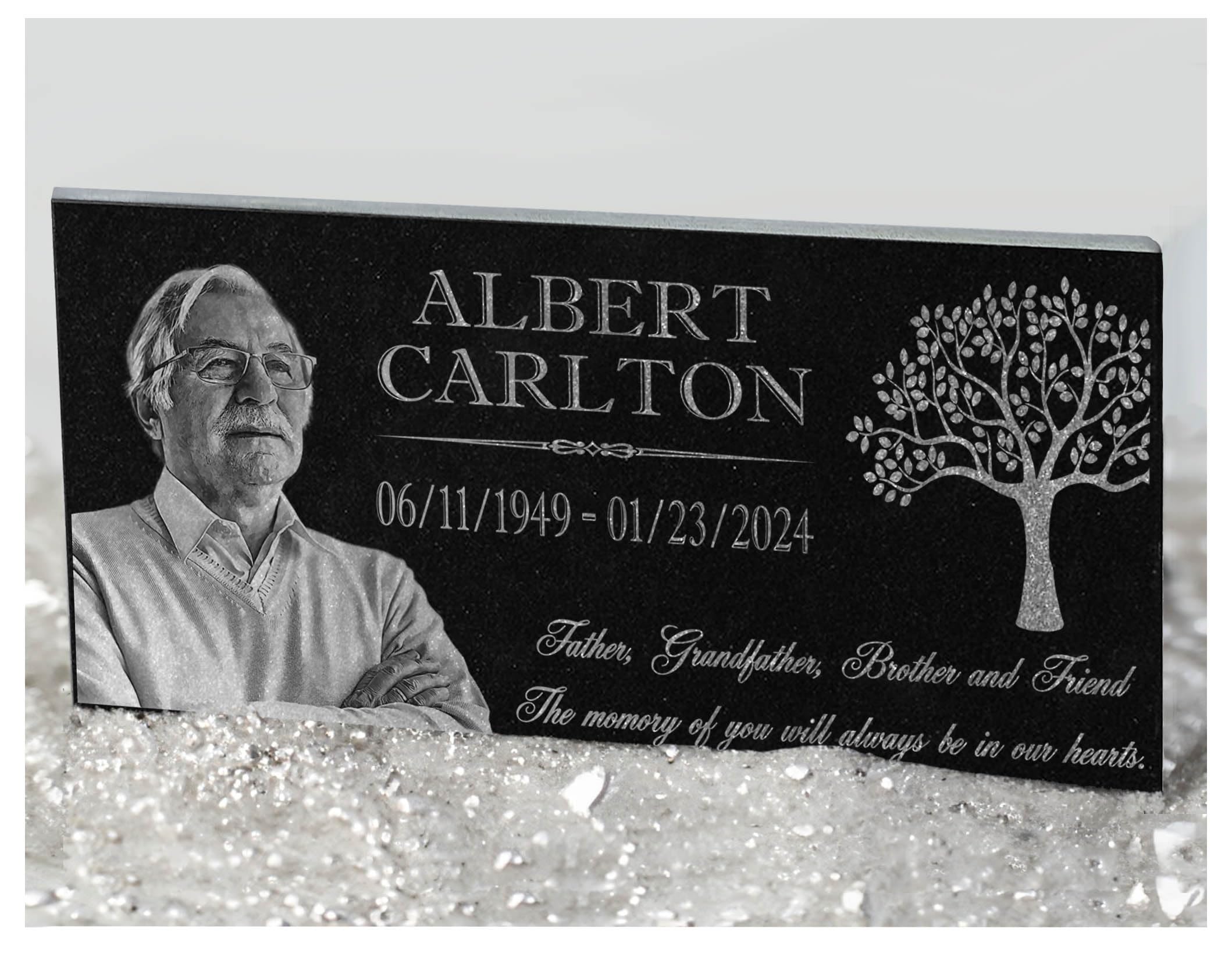 in Loving Memory Photo Tree of Life Personalized Granite Memorial Stone Sympathy Remembrance of Dad Mom Child