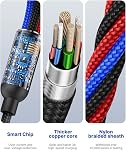 Multi Charging Cable, Multi Charger Cable 3 in 1 Charger Fast Charge Multiple Ends 4FT Braided Universal Charging Cord with USB C Micro Lightning Cord for iPhone iPad Samsung Android Phone Tablet