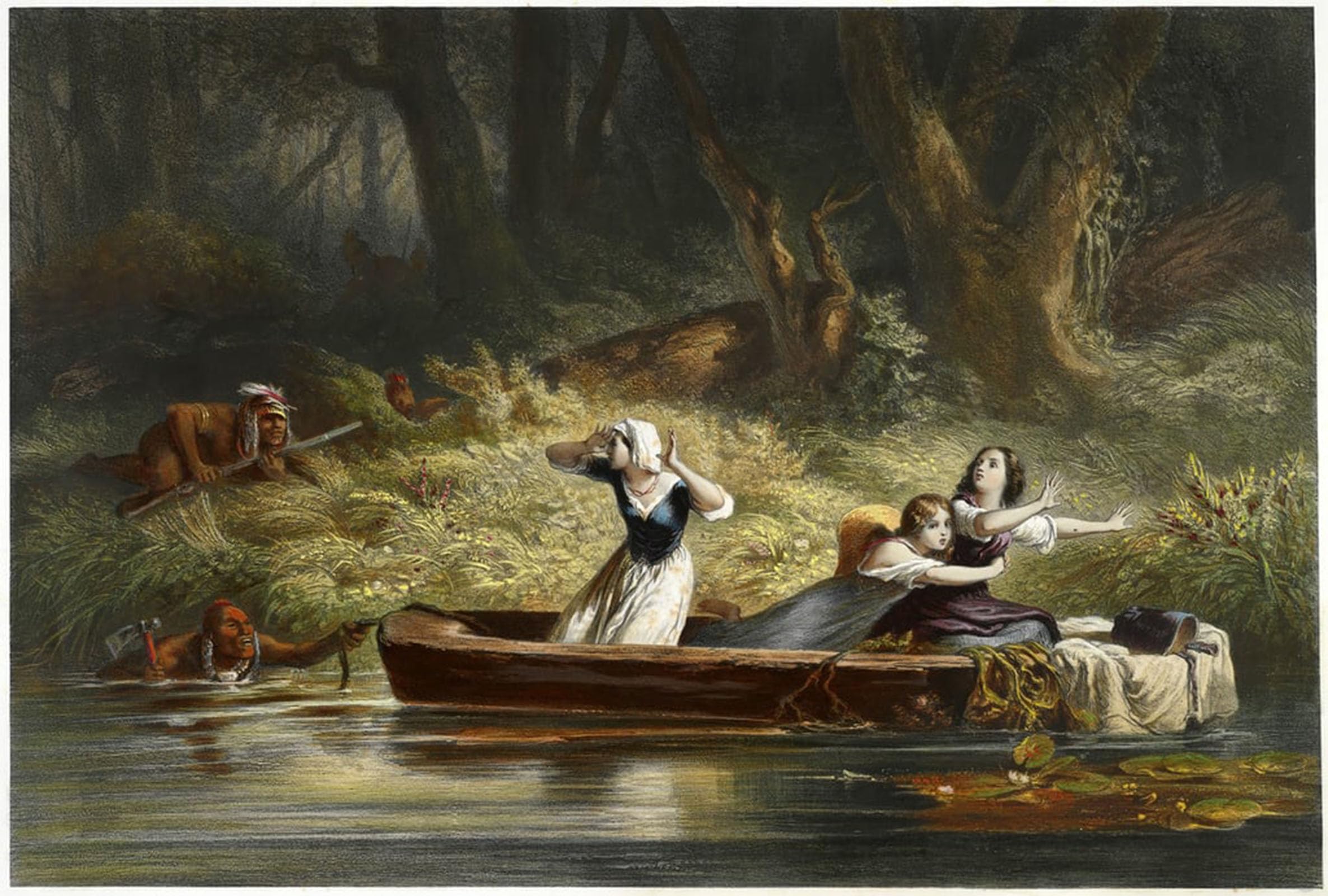 ARTXLXXBN Famous Prints Artwork Pictures Poster Painting Art Capture of the Daughters of Daniel Boone and Richard by Karl Bodmer Artwork Landscape Pictures for Home Decor 60x90cm
