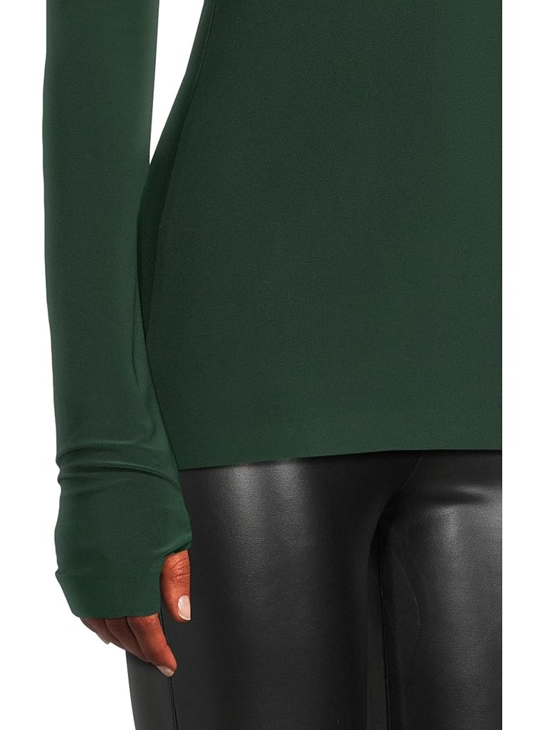 Green Norma Kamali Slim Fit Long Sleeve Turtle Top