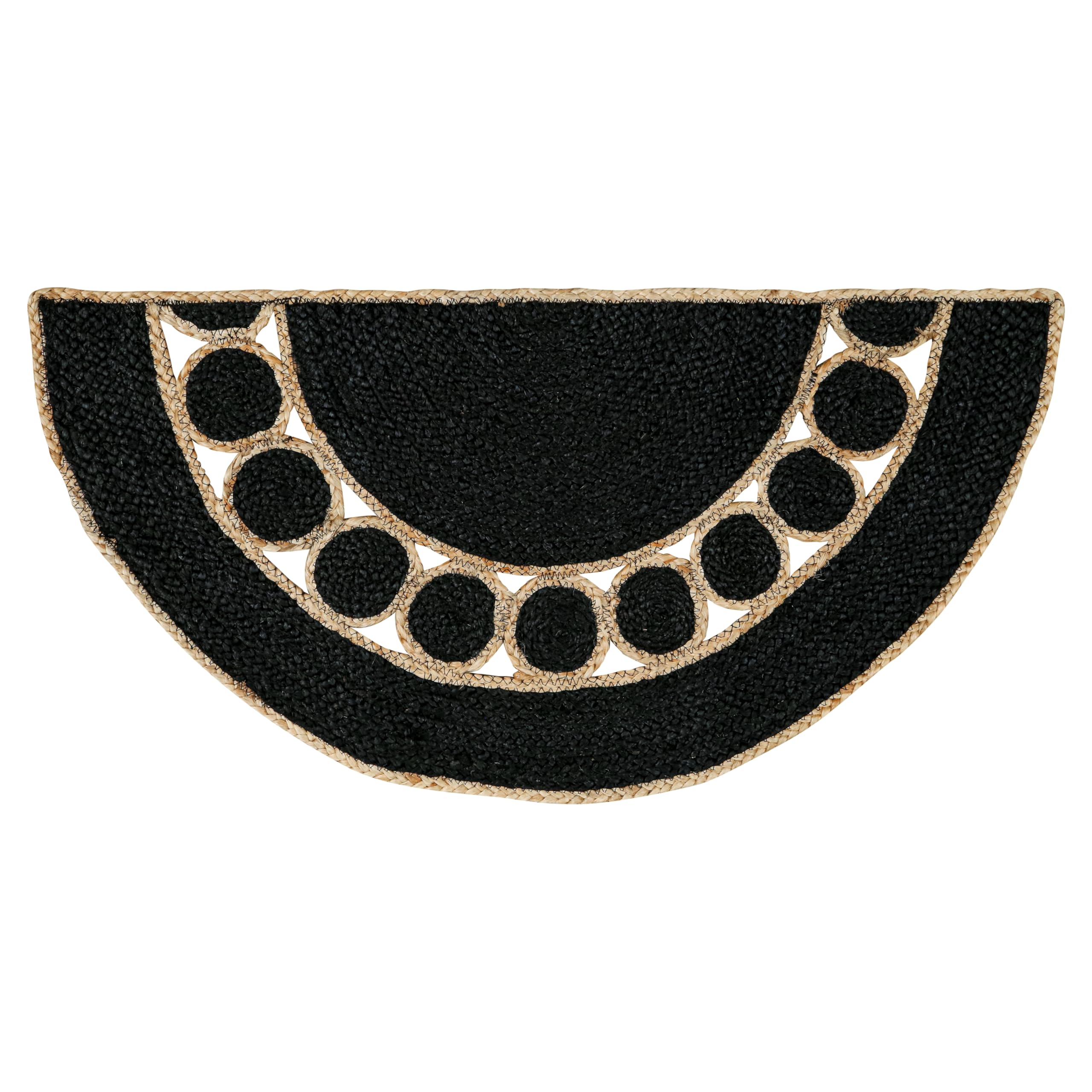 Tapis rustique tressé main rond noir réversible anti-usure 4m
