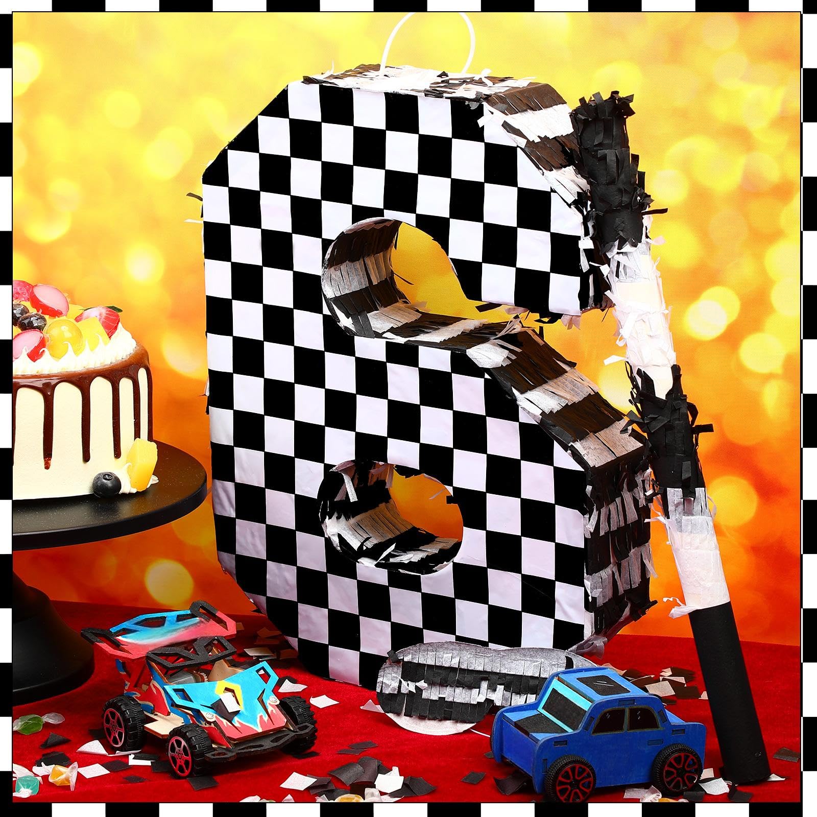  PARTY ピーたん Amazon.com: Lewtemi Race Car Number 6 Piñata Checkered Piñata