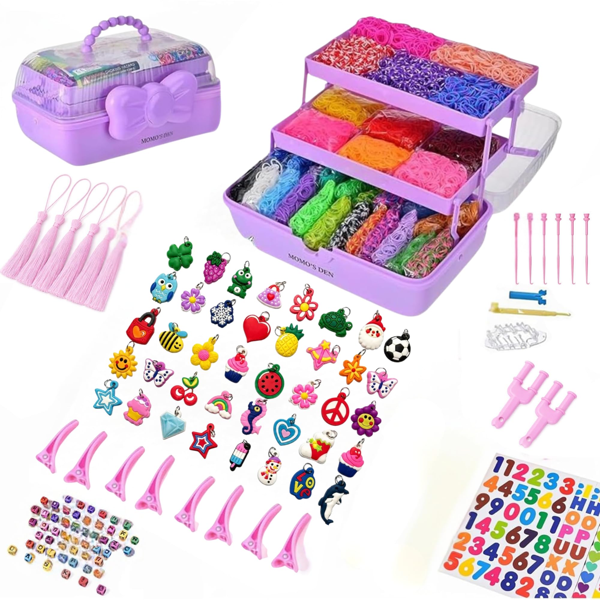Momo's Den 17000+ Loom Band Kit - 32 Vibrant Colors Loom Bands