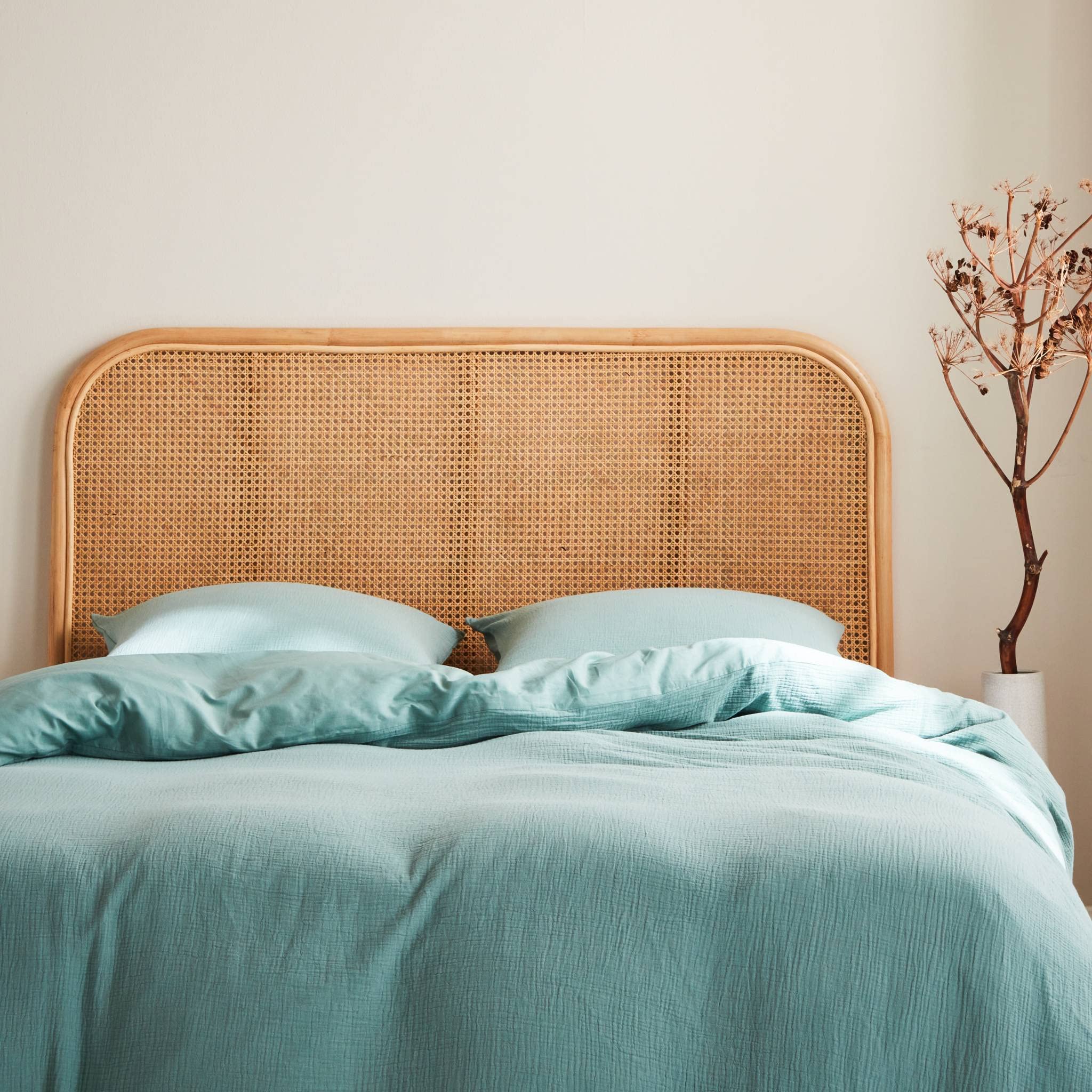 Alice's Home - Kopfteil aus Rattan und Rattan-Geflecht Natur passend für Betten mit Einer Breite von 140 cm