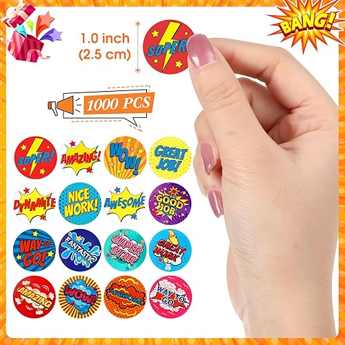 Miniatura 2 de Epakh 1000 calcomanías de recompensa para el aula, calcomanías motivacionales para profesores, estudiantes de primaria, letras positivas de